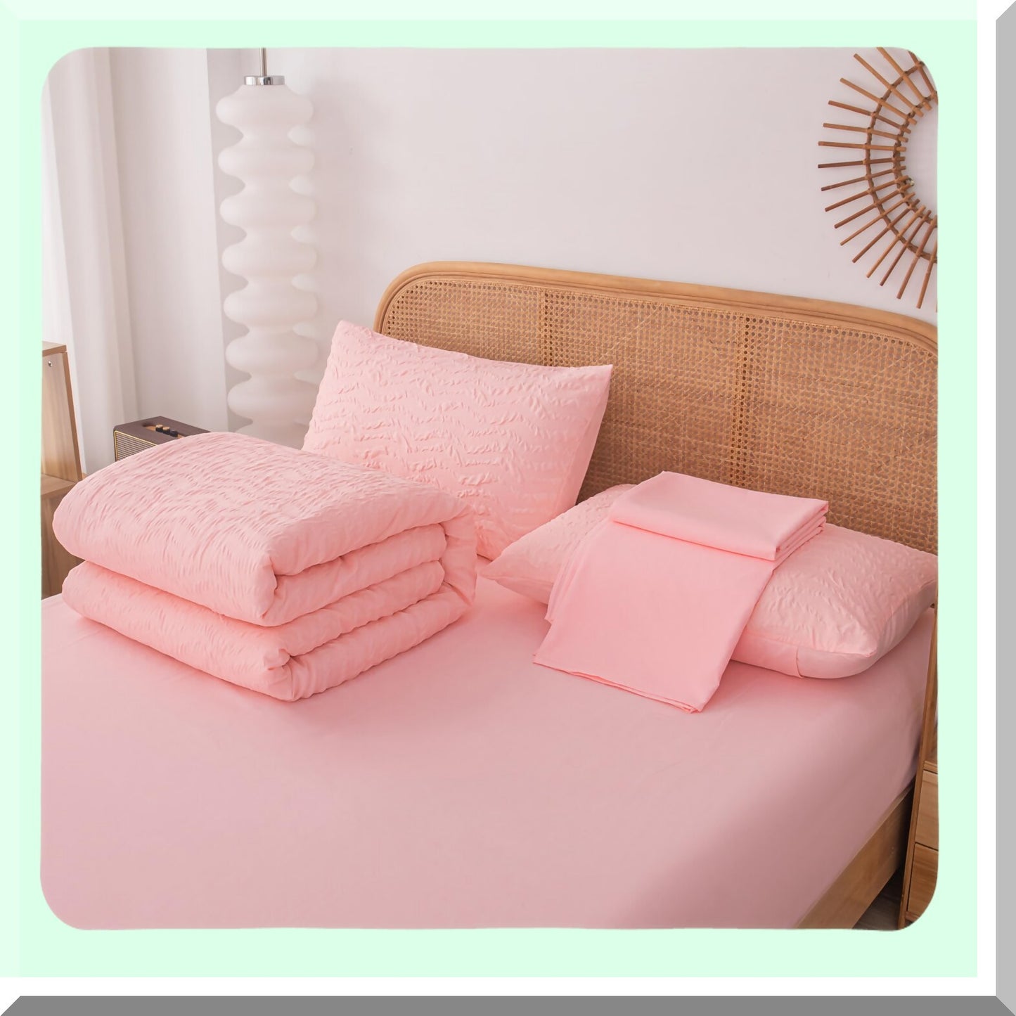 Pink Boho Chevron Queen Comforter Set with Sheets - 5 Piece Luxury Bedding Set