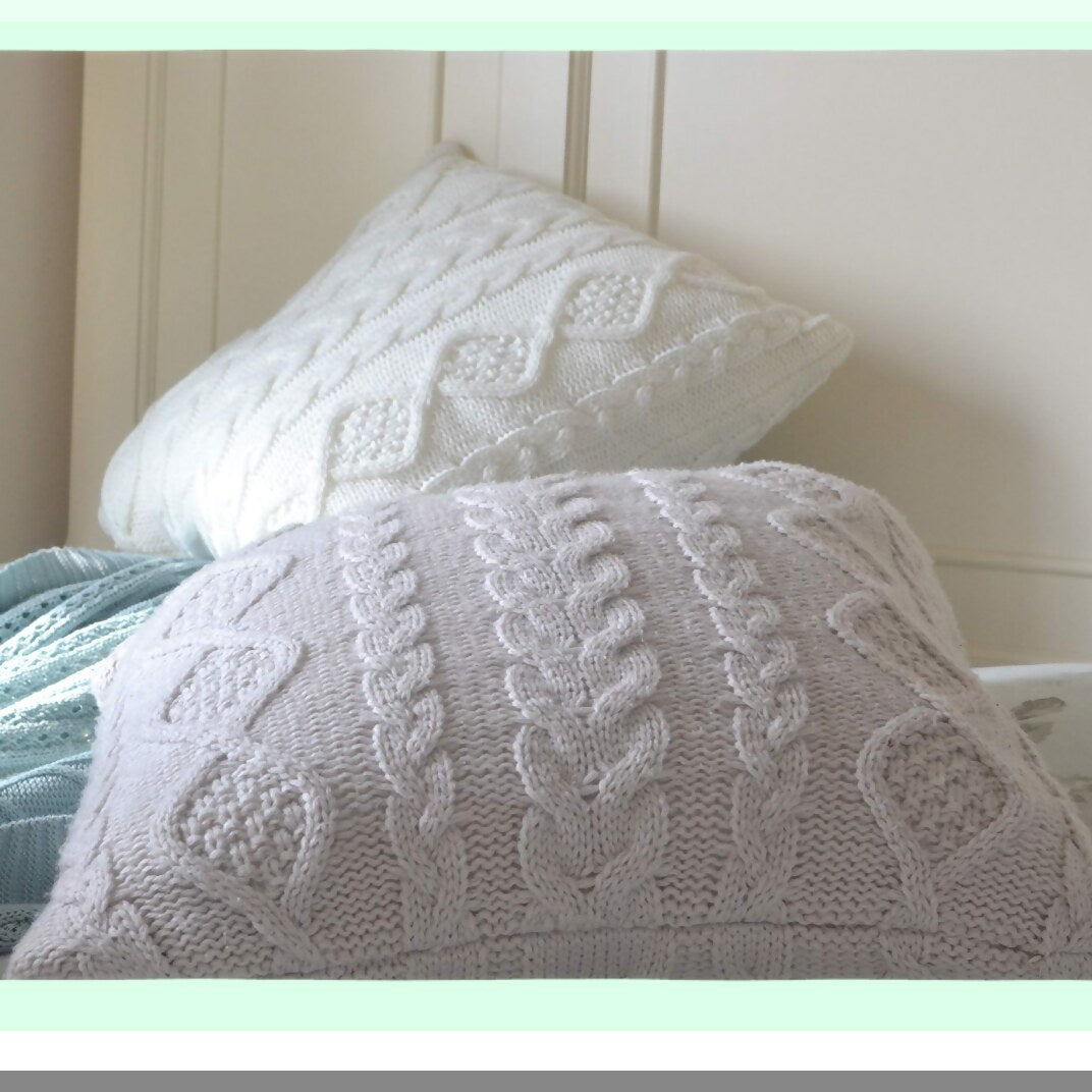 Cozy Cable Knit Diamond Pillow Cover - Decorative Square Cushion Beige - 18x18 inches - Warm Knitting Throw Cover - Home Decor Accent