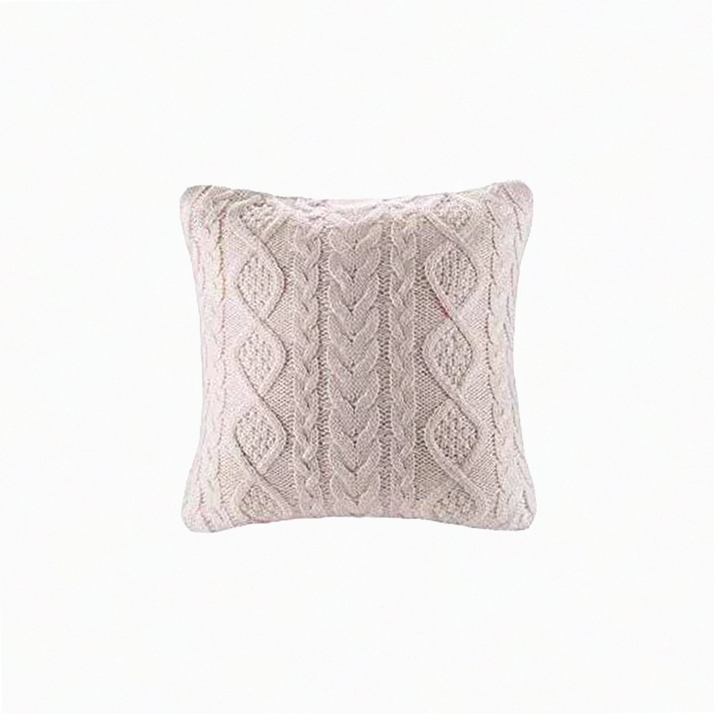 Cozy Cable Knit Diamond Pillow Cover - Decorative Square Cushion Beige - 18x18 inches - Warm Knitting Throw Cover - Home Decor Accent