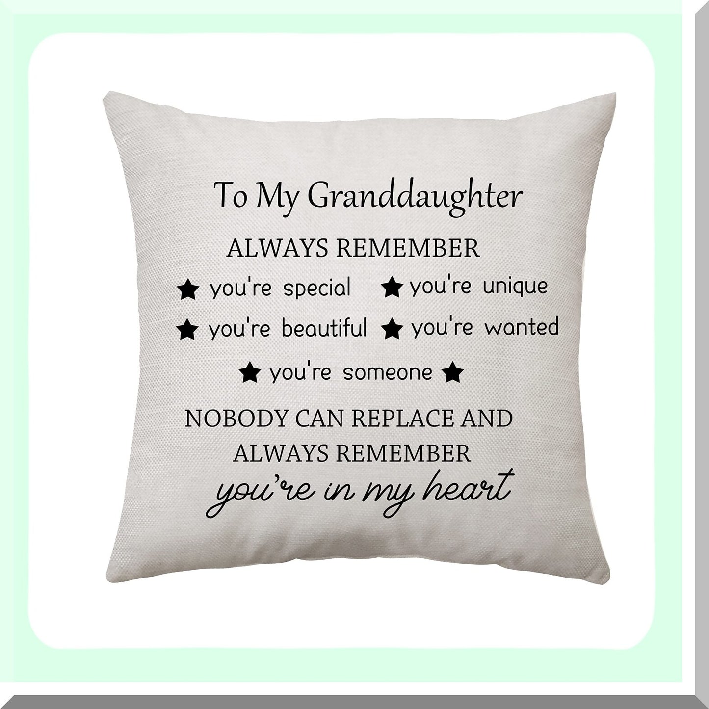 Inspirational Granddaughter Birthday Party Pillow Covers - Grandma Grandpa Gifts - Home Decor - Quotes Throw Pillow Cover - 45 cm x 45 cm