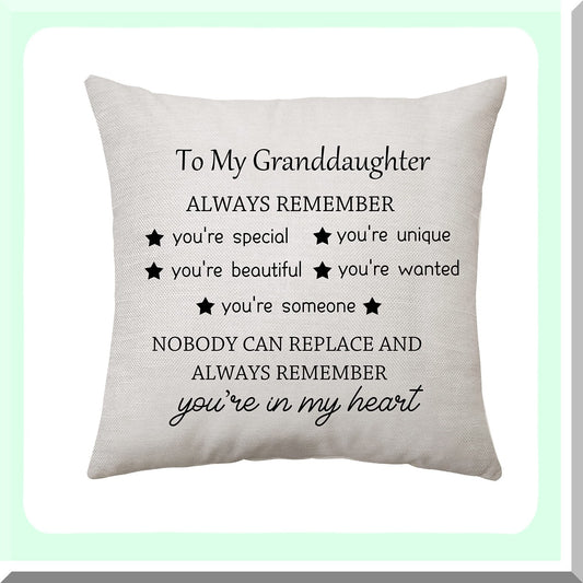 Inspirational Granddaughter Birthday Party Pillow Covers - Grandma Grandpa Gifts - Home Decor - Quotes Throw Pillow Cover - 45 cm x 45 cm