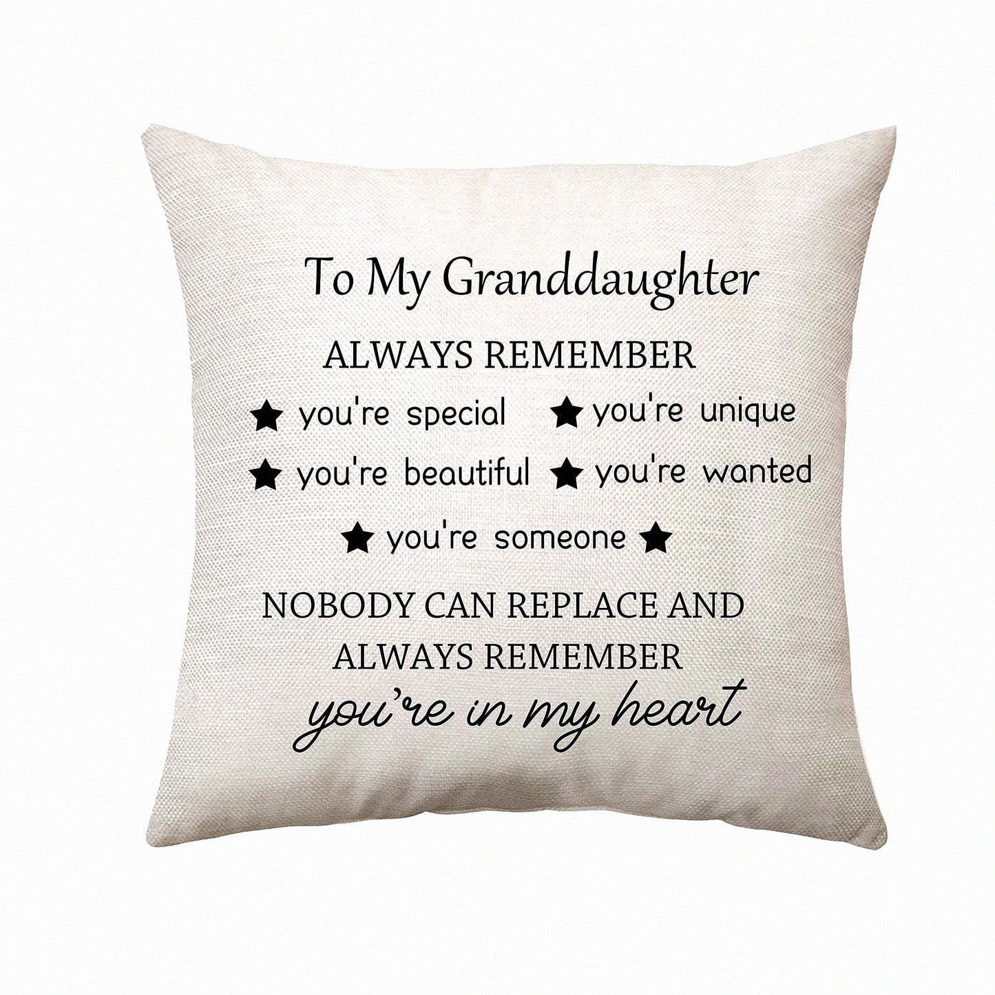 Inspirational Granddaughter Birthday Party Pillow Covers - Grandma Grandpa Gifts - Home Decor - Quotes Throw Pillow Cover - 45 cm x 45 cm