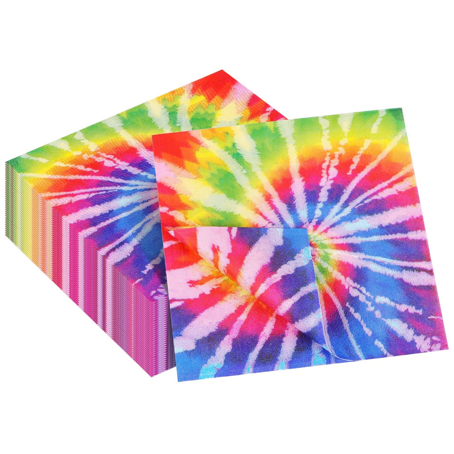 Tie Dye Groove Party Napkins - 60 Pack of 13x13 Inches Hippie Decorations for Birthday Supplies & Table Decor - Colorful Paper Napkins for Tie Dye Theme