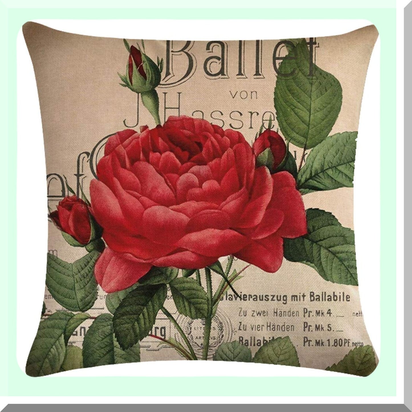 Blooming Rose Garden Decorative Pillowcases - Set of 2, 18x18 Inches, Square Throw Pillow Covers for Sofa, Couch, Bed - Red Rose Flower Pattern