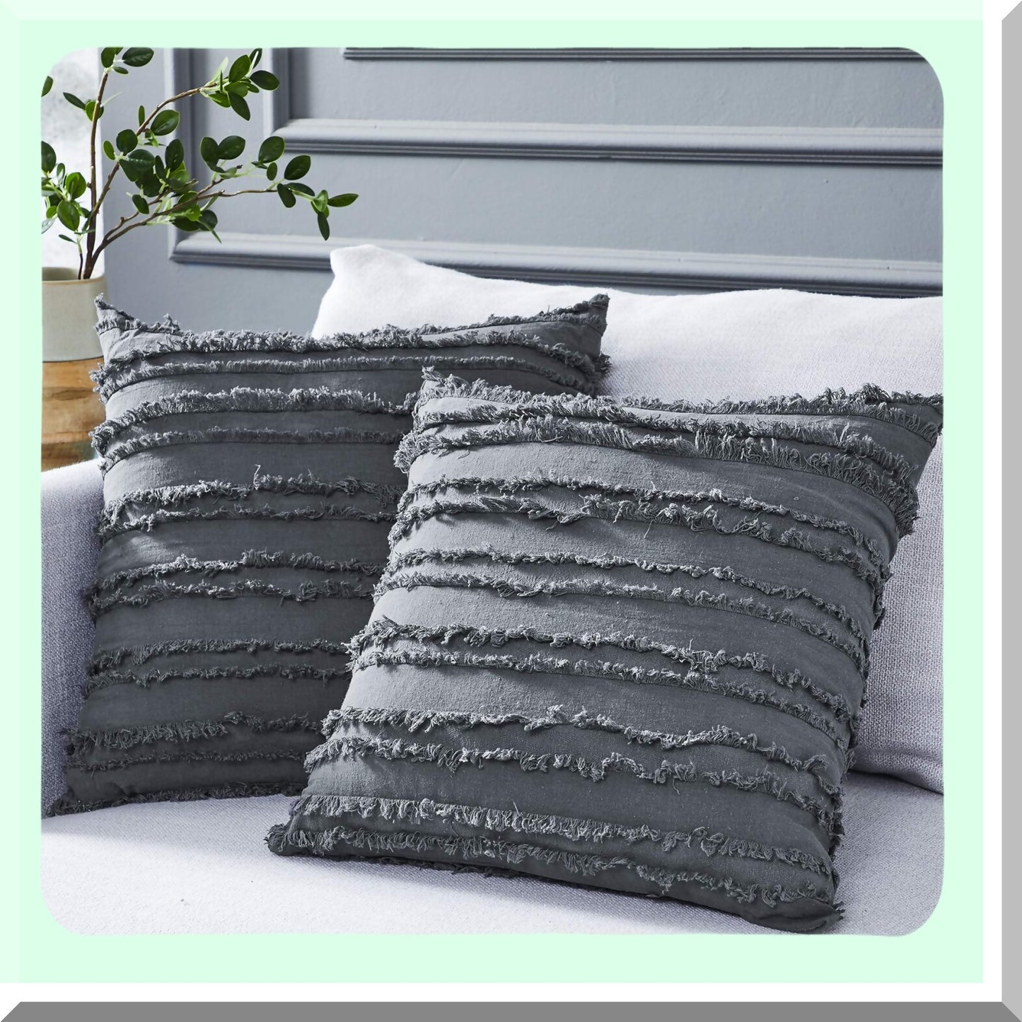 Cozy Linen Grey Pillow Covers - Set of 2, Decorative Cushion Cases for Couch Sofa Bed, 18x18 Inches, Soft Cotton Blend, Gray Color