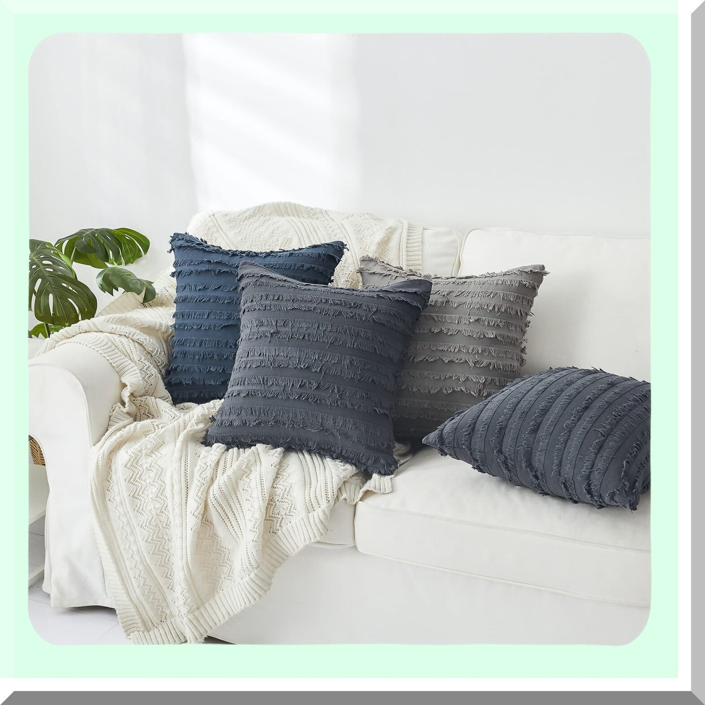 Cozy Linen Grey Pillow Covers - Set of 2, Decorative Cushion Cases for Couch Sofa Bed, 18x18 Inches, Soft Cotton Blend, Gray Color