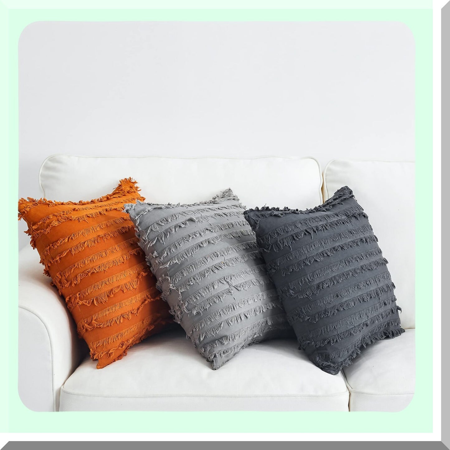 Cozy Linen Grey Pillow Covers - Set of 2, Decorative Cushion Cases for Couch Sofa Bed, 18x18 Inches, Soft Cotton Blend, Gray Color