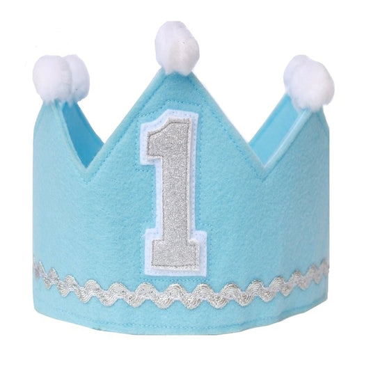 Boy First Birthday Felt Crown for Kids