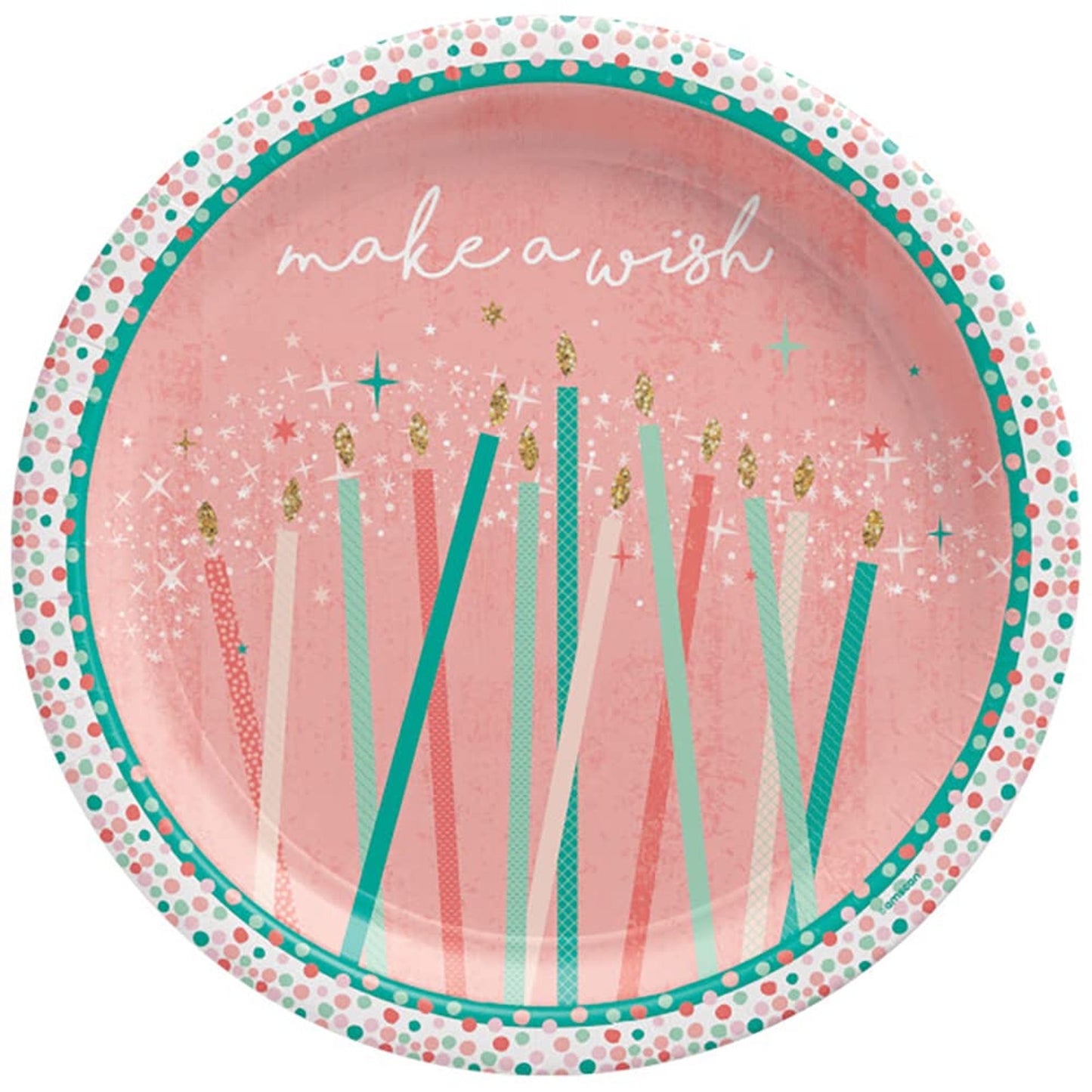 Pink Make a Wish Party Plates, 7-Inch, Pack of 8