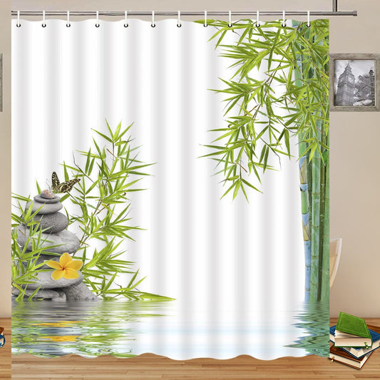 Green Bamboo Shower Curtain 70x70 Inch