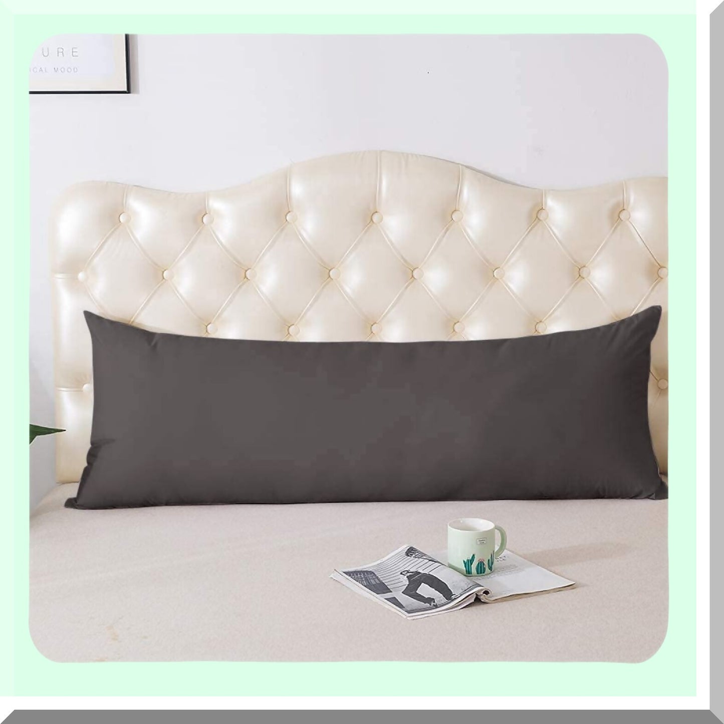 Premium Blend Grey Body Pillowcase - 20 x 48 Zipper Closure - Soft Pillow Cover for Body Pillows - 100% Cotton - 1pc Pillowcase - Grey 20 x 48 inch