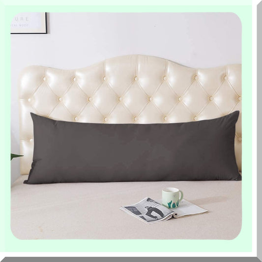 Premium Blend Grey Body Pillowcase - 20 x 48 Zipper Closure - Soft Pillow Cover for Body Pillows - 100% Cotton - 1pc Pillowcase - Grey 20 x 48 inch