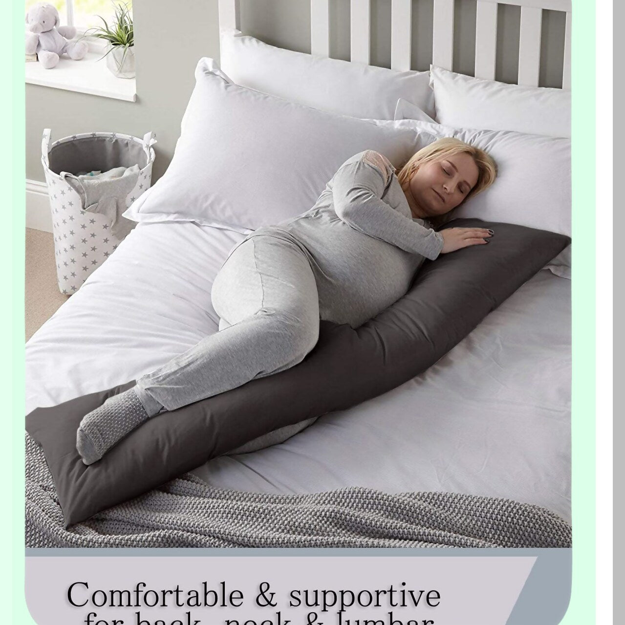 Premium Blend Grey Body Pillowcase - 20 x 48 Zipper Closure - Soft Pillow Cover for Body Pillows - 100% Cotton - 1pc Pillowcase - Grey 20 x 48 inch