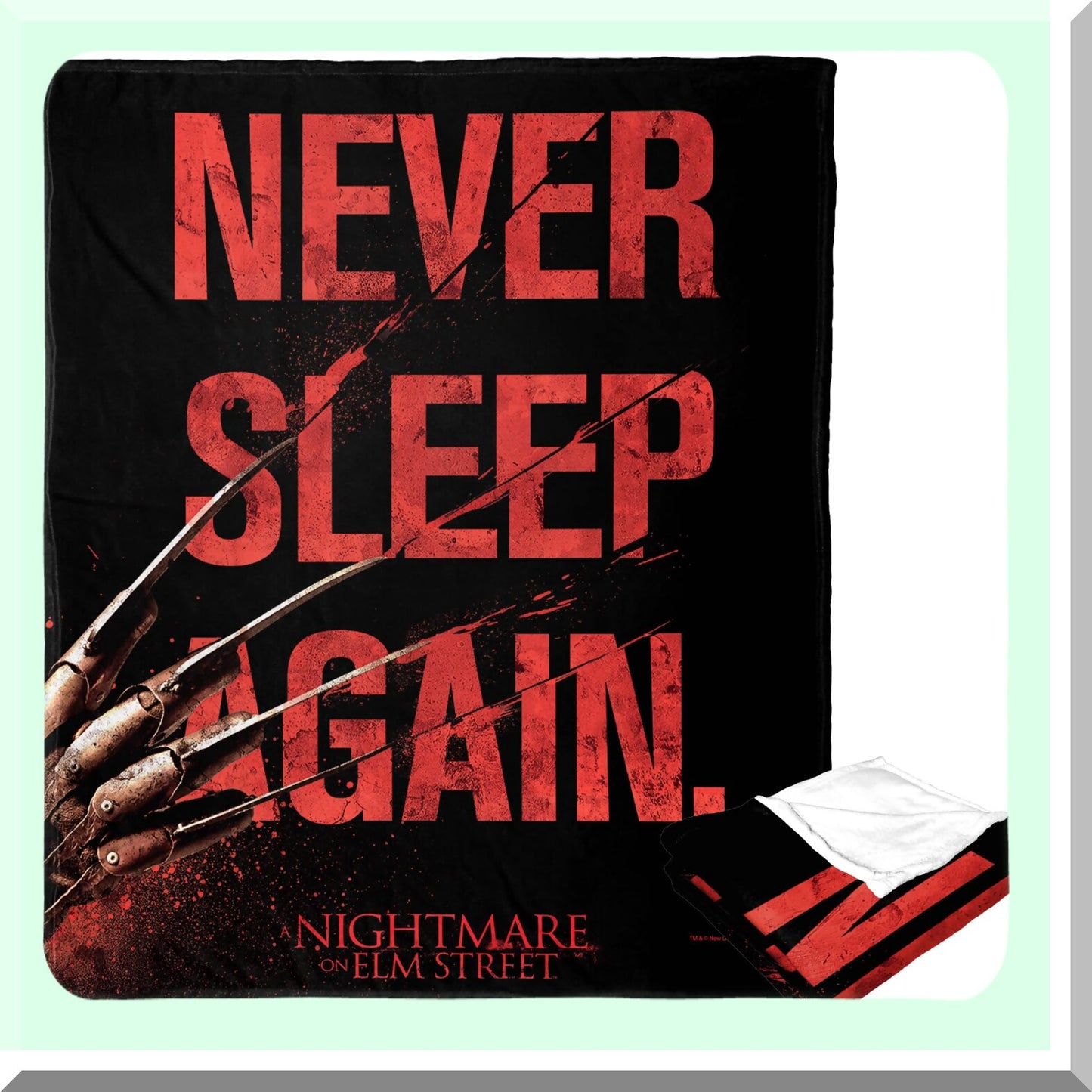 Never Sleep Again Silk Touch Throw Blanket - 50x60 Cozy Horror Movie Blanket