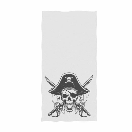 White Pirate Skull Pattern Hand Towels 16" x 30"