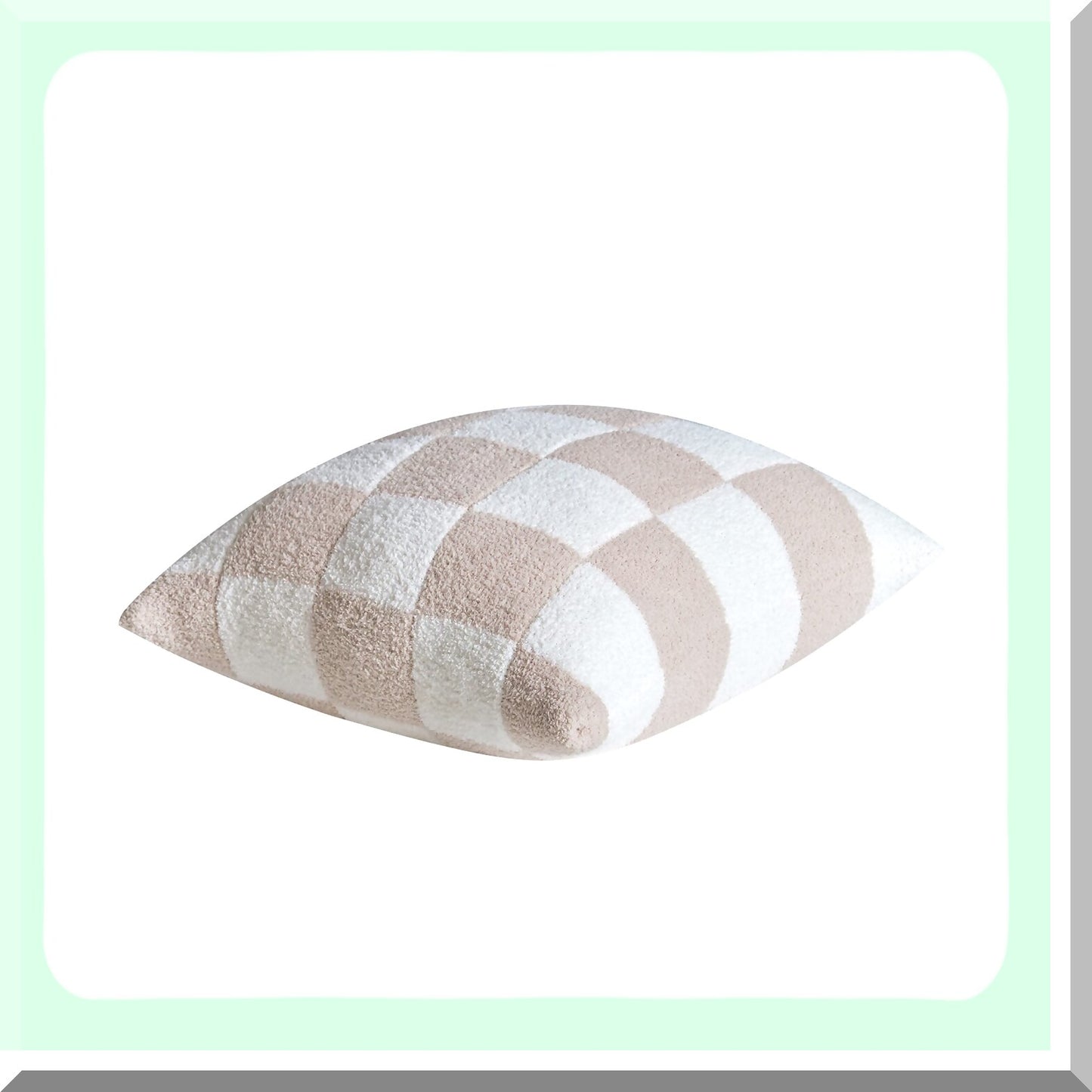 Buffalo Checkerboard Fluffy Microfiber Knitted Throw Pillow Cover - Cozy Fleece Cushion Case for Sofa Couch Bed - Ultra Soft Decorative 18" Cream