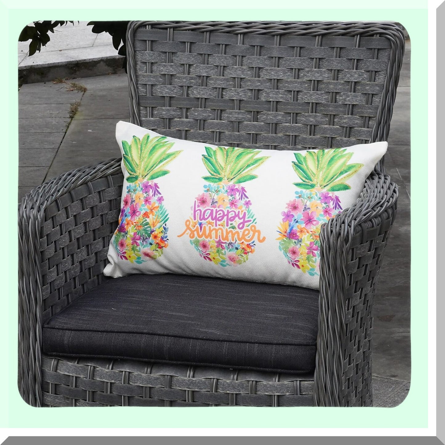 Tropical Pineapple Summer Lumbar Pillowcase - Colorful Floral Farmhouse Decor Cushion Cover for Sofa, Couch, Patio - Happy Holiday Home Bed Decoration