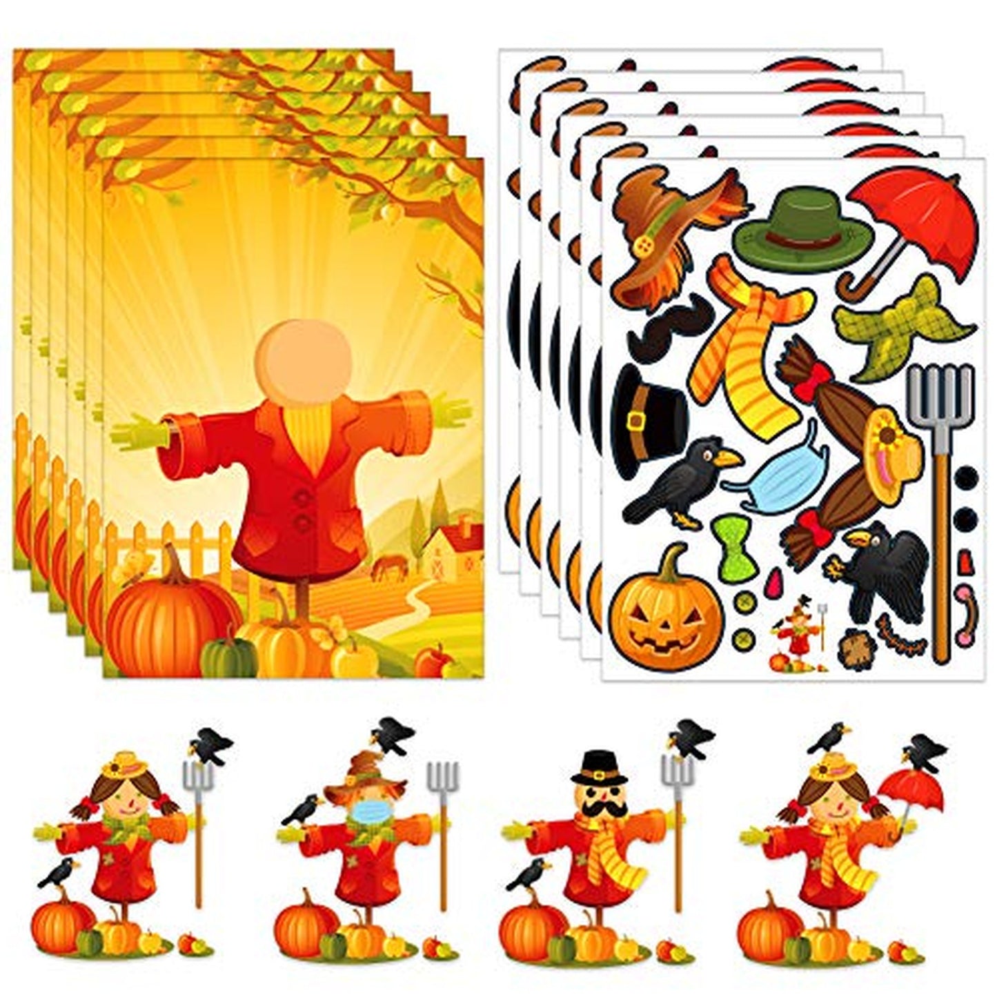 Thanksgiving Kids Stickers and Cardboard Face Craft Kit