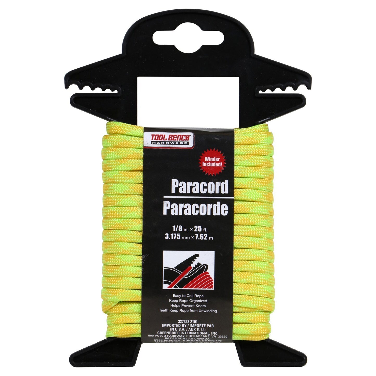 Tool Bench Paracords with Winders, 25 ft. (Pack of 36)