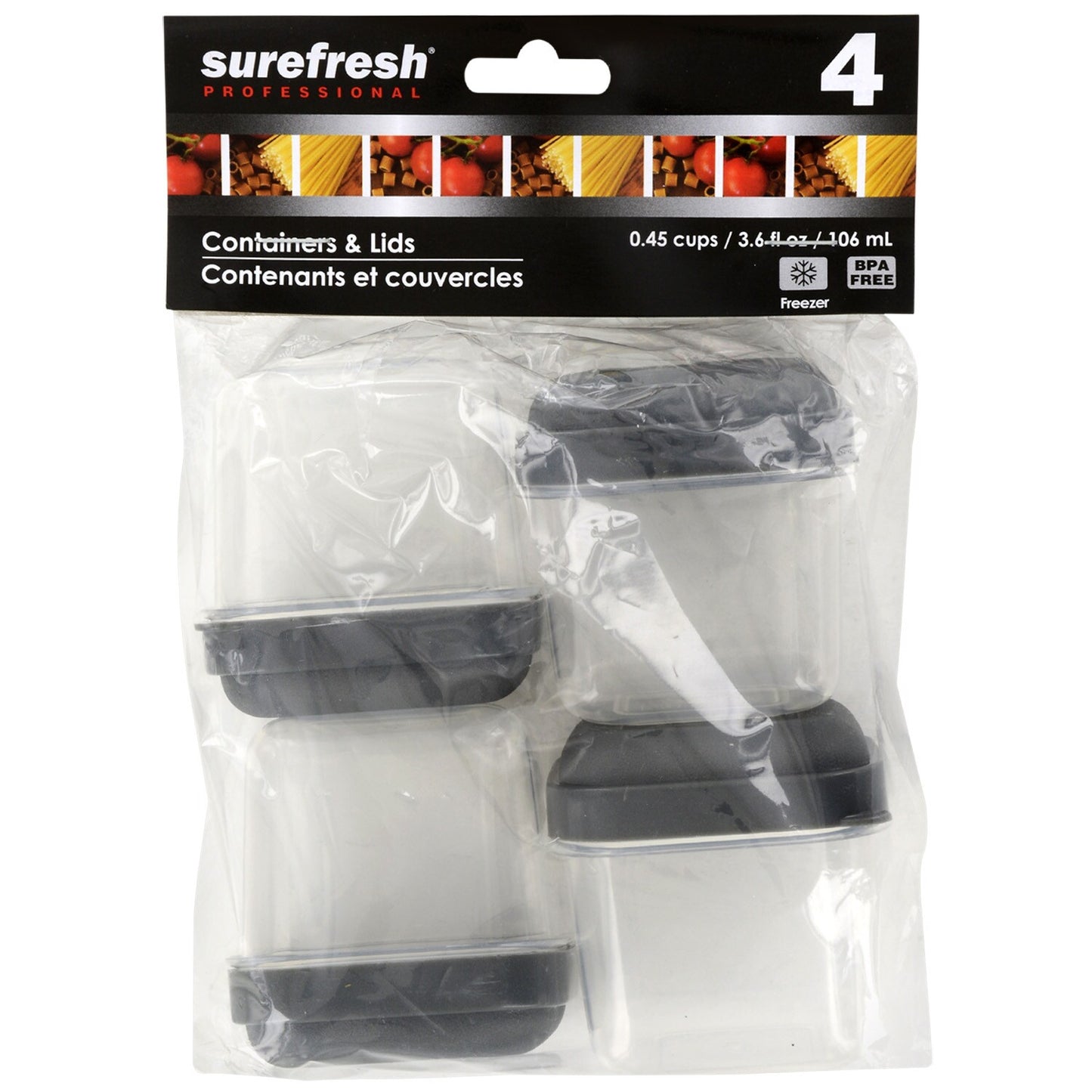 Sure Fresh Plastic Snack Containers with Lids, 4-ct. Packs (Pack of 36)