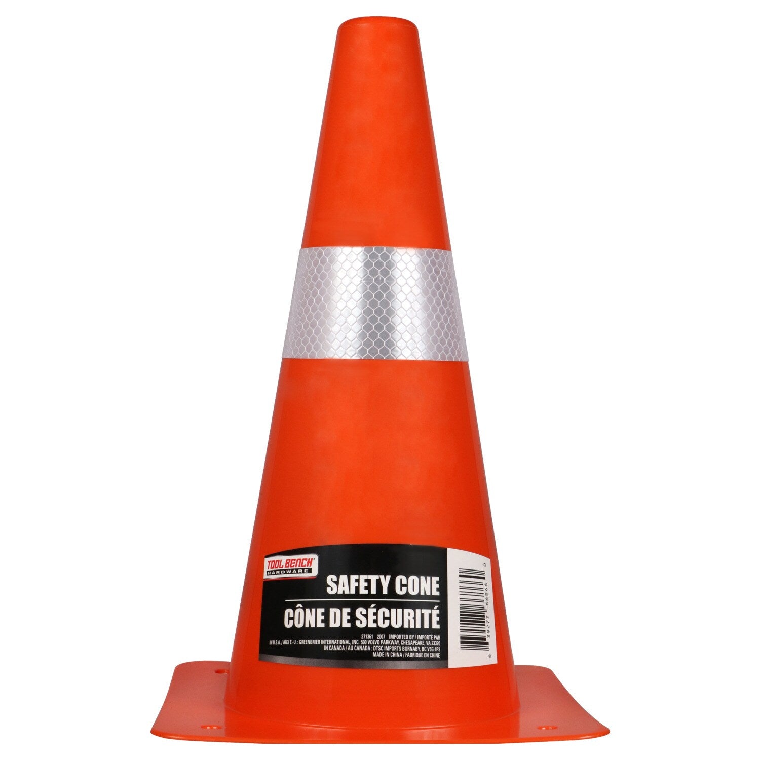 Tool Hardware Plastic Safety Cones with Reflective Strips, 7.375x12 in. (Pack 24
