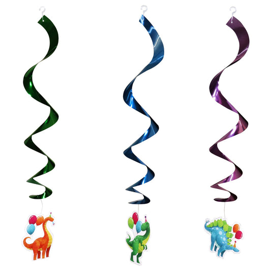 Dinosaur Themed Metallic Happy Birthday Swirl Decor, 3-ct. Packs (Pack of 24)