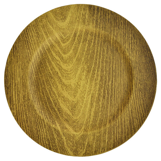 Gold Faux Wood Plastic Charger Plates, 13 in. (Pack of 12)