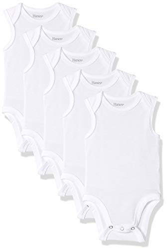 uni  baby Ultimate Flexy 5 Pack Sleeveless Bodysuits (Tanks) Bodystocking, White, 12-18 Months US