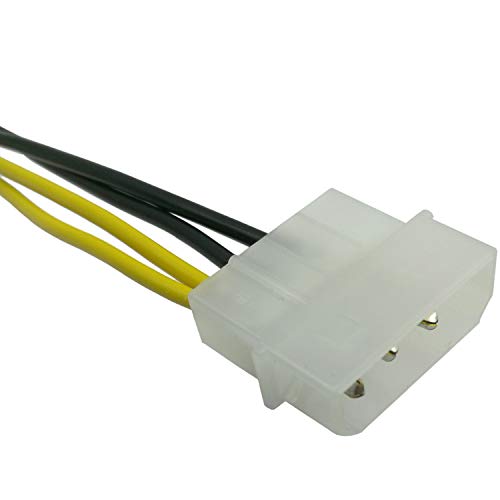 (3-Pack) LP4 Molex Male to ATX 4 pin Male Auxiliary Power Adapter Cable 9.5-inch(24cm)