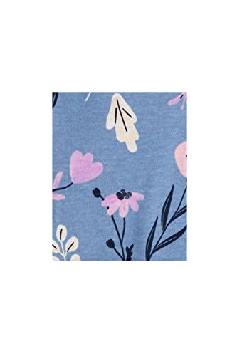 Girls' 1-Piece 100% Snug Fit Footie Sleeper PJs (Blue Ruffle Floral, 3 Months)