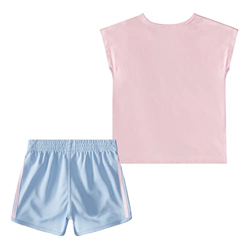Girls' Baby 2 Piece Graphic Tee & Mesh Short Set, Clear Pink, 18 Months