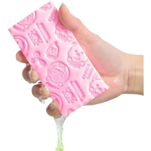 MODAIO-2Pcs Ultra Soft Cartoon Printed Bath Sponge for Exfoliating and Dead Skin Removing Cleaning Shower Brush Bath Tools Bathroom for Kids Adult (Pink)