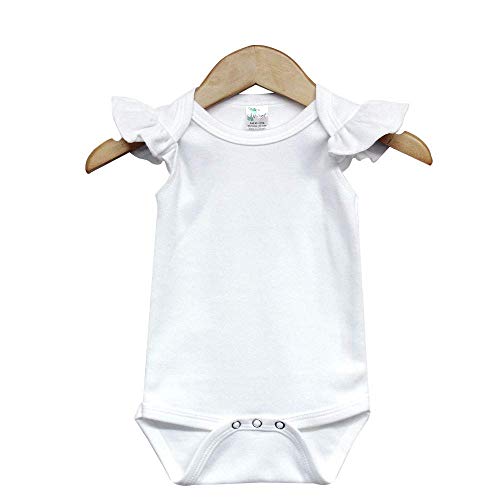 Baby Girl Blank Flutter Short Sleeve Bodysuit Onesie White (0-3 Months)