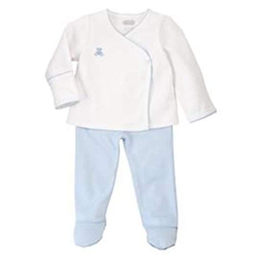French Knot Blue Bear Kimono Set,3-6 Months