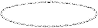 Sterling Silver Oval Rice Bead Chain Bracelet for Women