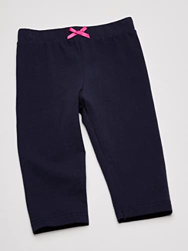 girls Cotton Leggings, Dark Pink Navy, 0-3 Months US