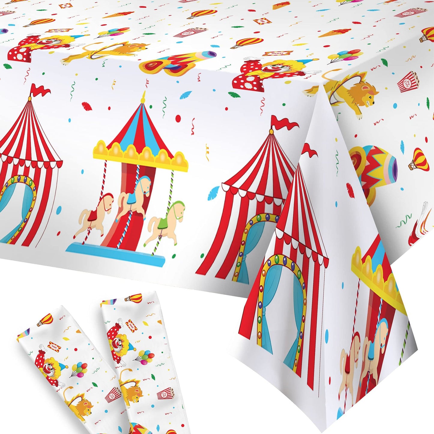 Large Circus Theme Tablecloth Pack of 2 for Parties