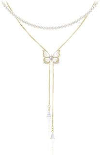 Elegant butterfly pendant necklace with tassels