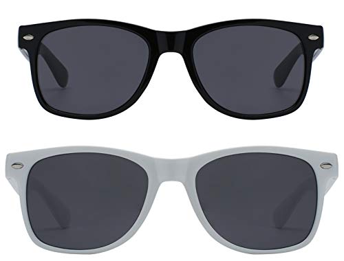2 Pack Kids Anti Glare Polarized Smoke Lens Sunglasses Black White Frame