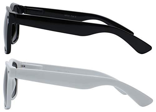 2 Pack Kids Anti Glare Polarized Smoke Lens Sunglasses Black White Frame