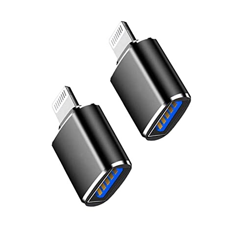 (For Apple MFi )Lightning Male to USB3.0 Female Adapter OTG Cable,2 Pack Portable USB Camera Adapter OTG Data Sync Cable for iPhone13/12/11/Xr/X/XS/8/7/Card Reader/Flash Drive/Mouse/MIDI Keyboard