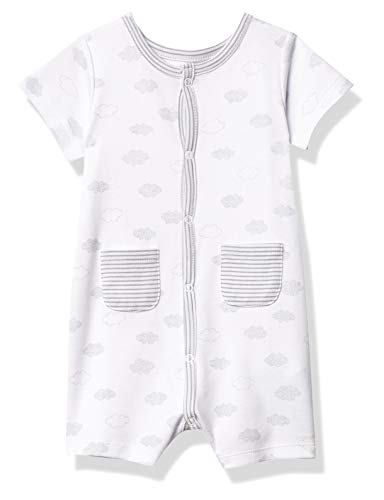 Baby Boys  Short Sleeves Romper, White Cotton, 3-6 Months