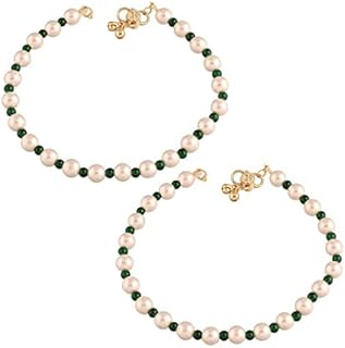 Gold Plated Pearl Bead Payal Anklets for Women
