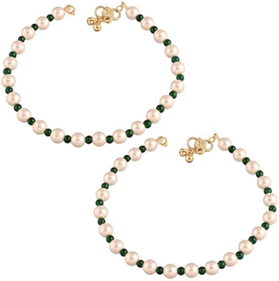 Gold Plated Pearl Bead Payal Anklets for Women
