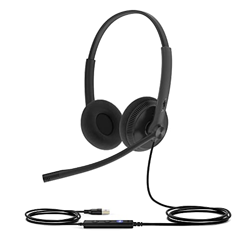 Bluetooth Headset with Microphone for PC USB Computer Headset Telephone Headset Teams UH38 UH36 with Noise-Canceling with Mic Stereo (UH34 Dual Lite Teams, Black)