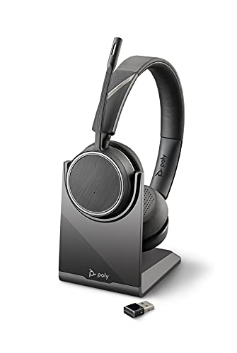 '- Voyager 4220 UC USB-A with Charge Stand (Poly) - Bluetooth Dual-Ear (Stereo) Headset - Connect to PC, Mac, & Desk Phone - Noise Canceling - Works with Teams, Zoom & more