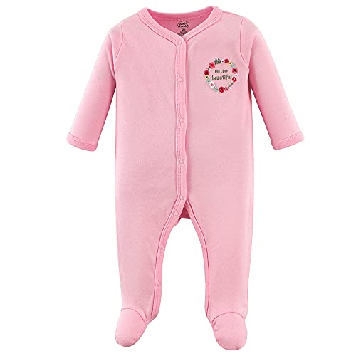 Uni  Baby Cotton Sleep and Play, Pink Floral, 0-3 Months