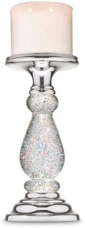 Silver Swirling Glitter Pedestal Compatible with 3-Wick Candles