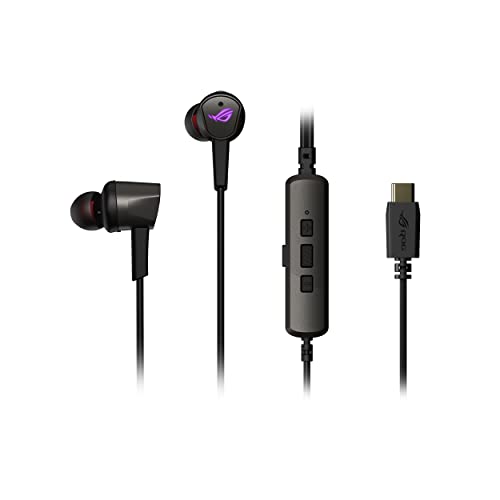 ROG Cetra II in-Ear Gaming Headphones | Earbuds, Microphone, ANC, USB-C, Aura Sync RGB Lighting, Bundled Travel Case, Silicon Tips, Compatible with Laptop, Switch, ROG Phone and Smart Devices