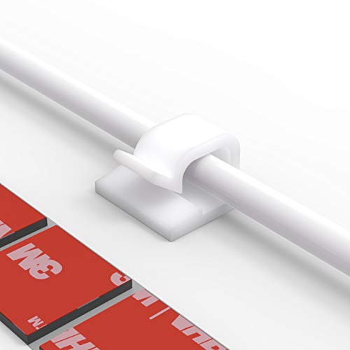 Cable clips with adhesive tape, 40 pieces, white